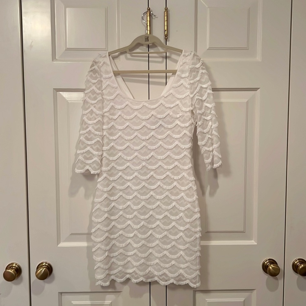 Guess White Scalloped Cocktail Dress 8